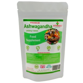 Ashwagandha Root Powder Tablets, 2000mg High Strength, 90 Tablets, Vegan