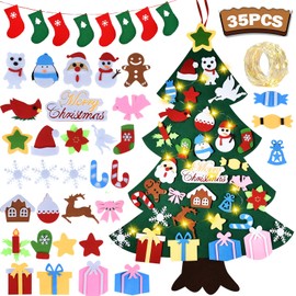 Felt Christmas Tree, Kids Christmas Trees with 35pcs Detachable Ornaments, for Kids, Christmas & New Year Door Wall Hanging Decorations,2022 NEW DIY Felt Christmas Tree Set