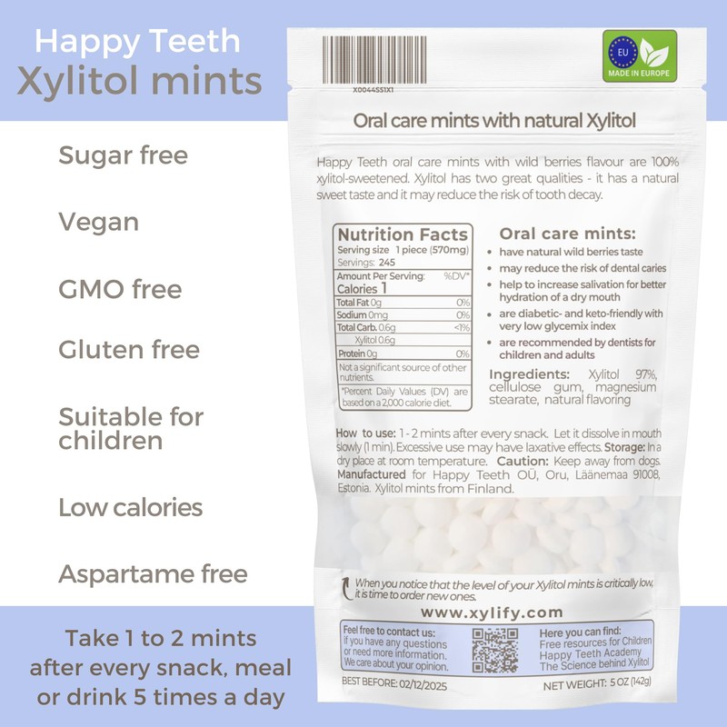 Xylitol Mints for Oral Care - Wild Berries flavor, 100%