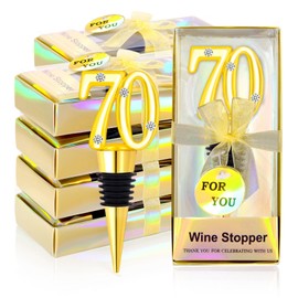30Pcs 70th Birthday Party Favors Wine Stoppers 70 Anniversary Wine Bottle Stopper Wine Bottles Stoppers Wedding Favor Individual Gift Box for Birthday Wedding Anniversary Decorations Souvenirs (70th)