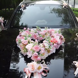 TEHAUX Wedding Decor - Heart Shaped Flower Foam Block with Suction Cup - Floral Arrangement Holder for Wedding Car Decor - Hollow Heart Design for DIY Dry Wet Flowers