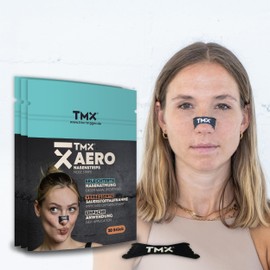 60 x TMX® AERO Nasenpflaster (Premium Nasenstrips Schwarz) | Universalgröße | Starker halt | reduziert Schnarchen | Öffnet Atemwege, sofortige Wirkung | Bei verstopfter Nase | hilft bei Allergien