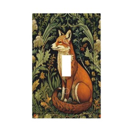 MUZUMU Fox with Leaves Light Switch Covers 1 Gang Single Toggle Wall Plate Decorative Switchcover Electrical Switchplate for Farmhouse Living Decor