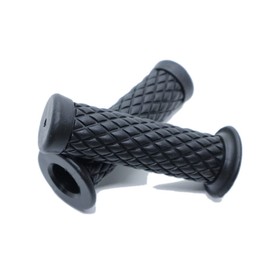 Beatus Diamond Pattern Bike Handle Grip 22.2mm Universal Grip Left and Right Set (Black, Non-Piercing)