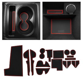 CupHolderHero fits Nissan Maxima Accessories 2015-2023 Premium Custom Interior Non-Slip Anti Dust Cup Holder Inserts, Center Console Liner Mats, Door Pocket Liners 17pc Set (Red Trim)