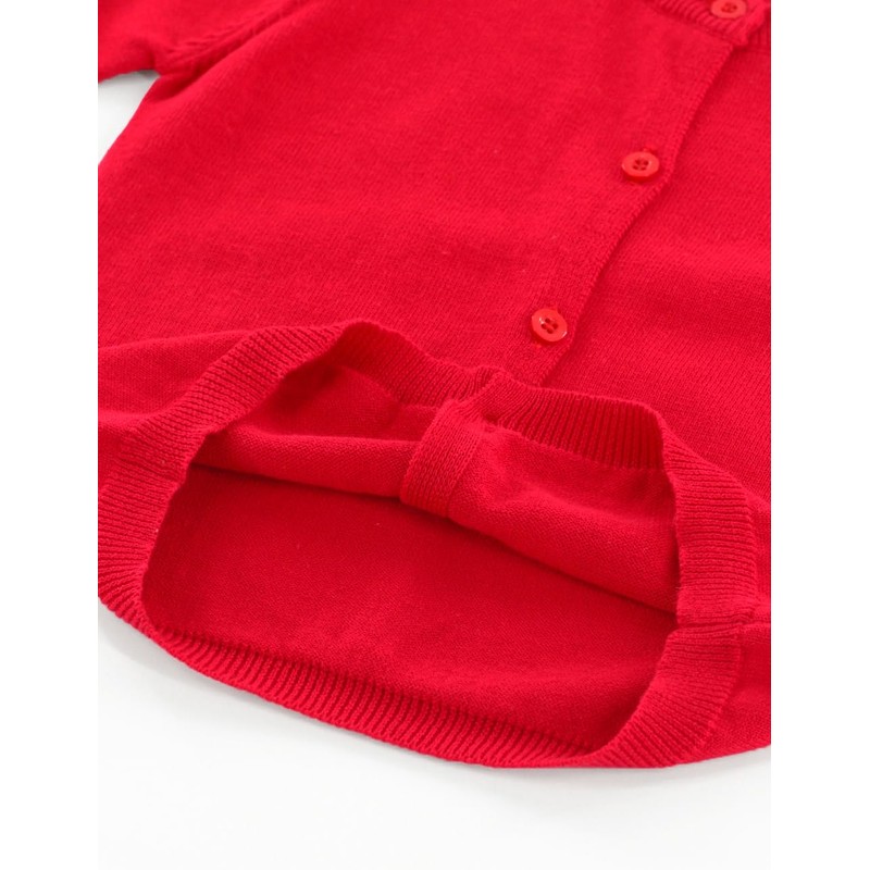 HahaNice Girls Long Sleeve Cardigans School Sweater 2Y-7Y, red