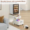 Rresyet Mini Fridge Stand with Movable Drawer, Heavy Duty Fridge