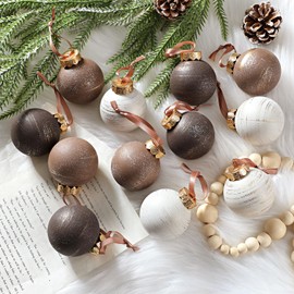 Yunlly 12 Pcs Large Textured Christmas Balls Ornaments Neutral Copper Christmas Ornaments Vintage Rustic Xmas Hanging Ornaments Decoration Farmhouse Christmas Decor for Xmas Tree(Textured,2.36 Inch)