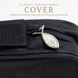 Divinity Boutique Canvas Bible Case - Black Bible Cover for Men and Women - Fabric Zippered Bag with Pockets for Compact, X-Large and XX-Large Books