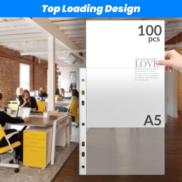 ZOOQUE 100 Transparent Pockets Document Wallets DIN A5 Plastic Cover