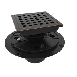 WEBANG 4 Inch Square Shower Floor Drain with Flange,Quadrato Pattern Grate Removable,Food-Grade SUS 304 Stainless Steel,Watermark&CUPC Certified,Oil Rubbed Bronze