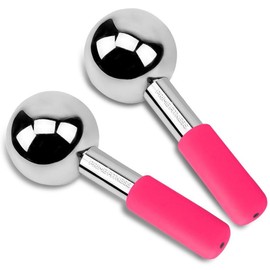 Prime Fitness Ice Globes for Facials | Unbreakable Steel Cooling Roller | Cryo Sticks for Face | Face Massager for Neck & Eyes | Skin Care for Dark Circles, Puffiness (Red)