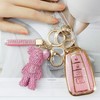Rayslesan Cute Key Fob Cover with Rhinestone Bear Charm, Bling