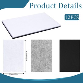 Felt Sheets, Pack of 12 1 mm Craft Felt Fabric Sheets Stiff Felt for Crafts Thick Soft Wool Felt Fabric Sheets for DIY Arts and Sewing Projects, 20 x 30 cm (Black + White + Grey)