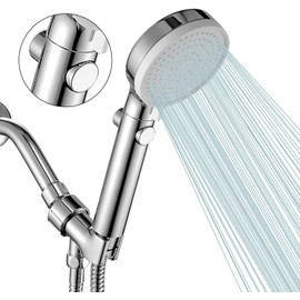 DOILIESE Shower Head with Handheld Shower Head with ON/Off Switch, 3-Modes High Pressure Shower Head with Hose,Chrome Finish