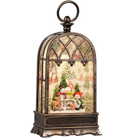 Snow Globe Christmas with Snowman Elk, Lighted Christmas Snow Globes with Timer, Swirling Musical Glittering Snow Globes Lantern for Christmas Decoration(Snowman Elk Squirrel)