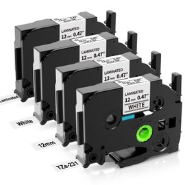 COLORWING TZe-231 Compatible with Brother P Touch Tapes, 12 mm, TZe Tz Tape, Laminated Label Tape for Ptouch H100LB H105 1010 H107 1000 1005 1280 Labelling Device, Black on White, 4x