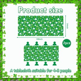 Zeptrix St patricks Day Decorations,2Pcs 54x108Shamrock Tablecloth Waterproof Irish Green St Patricks Table Cloth St patrick's Day Party decorations Outdoor Indoor Dining Room Mantel Supplies(Green Clover)