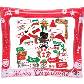 Christmas Photo Booth Frame with 38pcs Photo Booth Props Selfie Picture Frame,Christmas Inflatable Photo Booth Selfie Frame,Giant Inflatable Party for Christmas Party Game Accessories Supplies