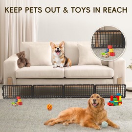 Hiflora 8 Pack Under Bed Blockers for Pets – Easy to Install Black Plastic Under Couch Blocker (6.5" H X 14.5" L) – Prevents Dogs, Cats, Toys from Getting Under Sofa or Furniture