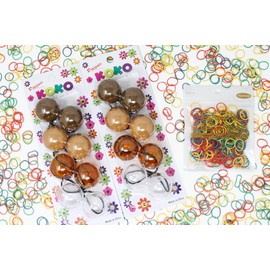 KOKO - Priemum 8 Pcs X-LARGE Bubble ball hair ties. Elastics Ties 32mm Ball Bubble Ponytail Holders. Colorful Elastic Accessories for Baby Kids Children Girls Women All Ages (BROWN MIX)