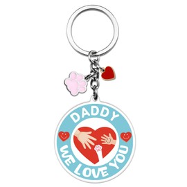 SUDIKUB Father's Day Keychain For Dad Papa Man Acrylic Cute Keychain with Paw Dad Gifts Keyring From Son Daughter Birthday Gifts Ideas Christmas Gift
