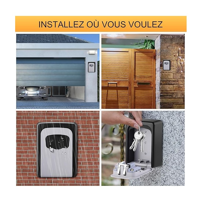 Safe Wall Mounted, Lock Box Outdoor, Key Box with 4