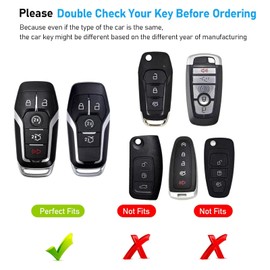 Yumzeco Compatible with Ford Mustang Key Fob Cover, Key Fob Shells Case for F150 Mustang Explorer Edge Fusion Lincoln MKZ MKC MKX, Metal Gradient Shell Carbon Fiber Pattern Silicone Full Protection