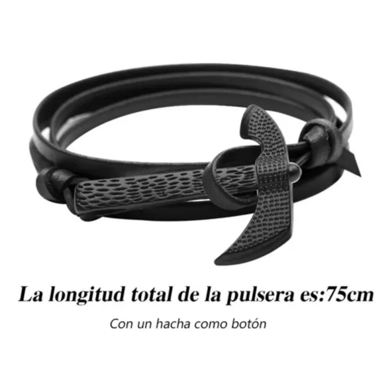 Pulsera Lynnette Cuero Obsidiana Hombre Ajustable 21cm Pack 2