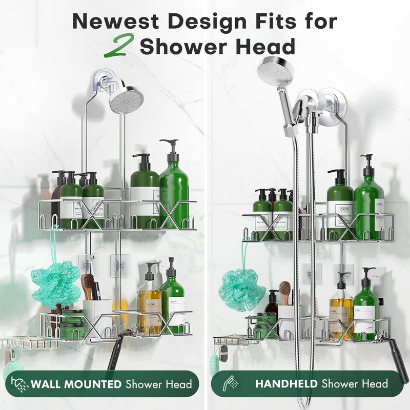 Stainless Steel Shower Caddy for Handheld Shower Heads,Rustproof Hose Shower