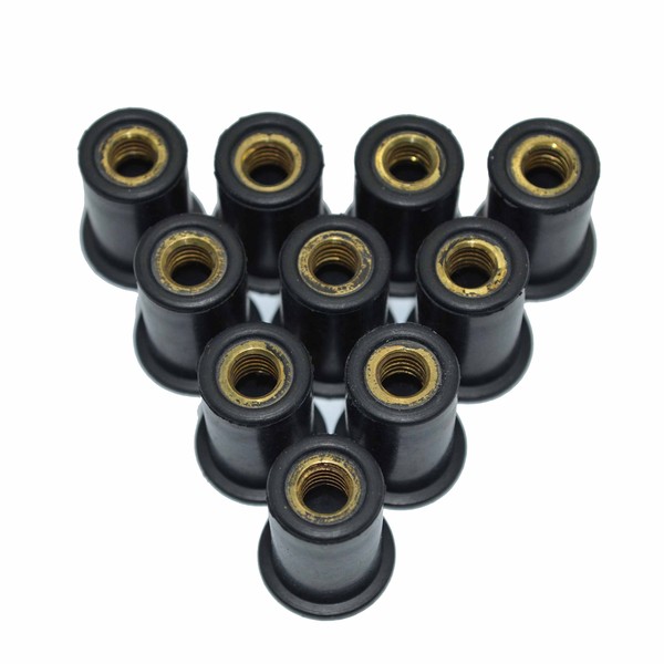 Omonic Rubber Well Nuts with M6 Brass Insert 6mm Metric Wellnuts Motorcycle Windscreen