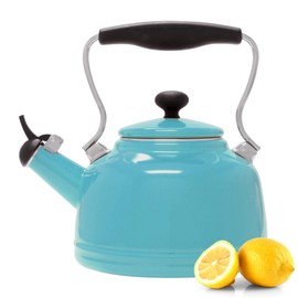 Chantal Vintage Enamel on Steel Whistling Teakettle, 1.7 quart, Aqua