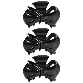 Jumbo Bow Jaw Clip Hair Claw - Set of 3 Black