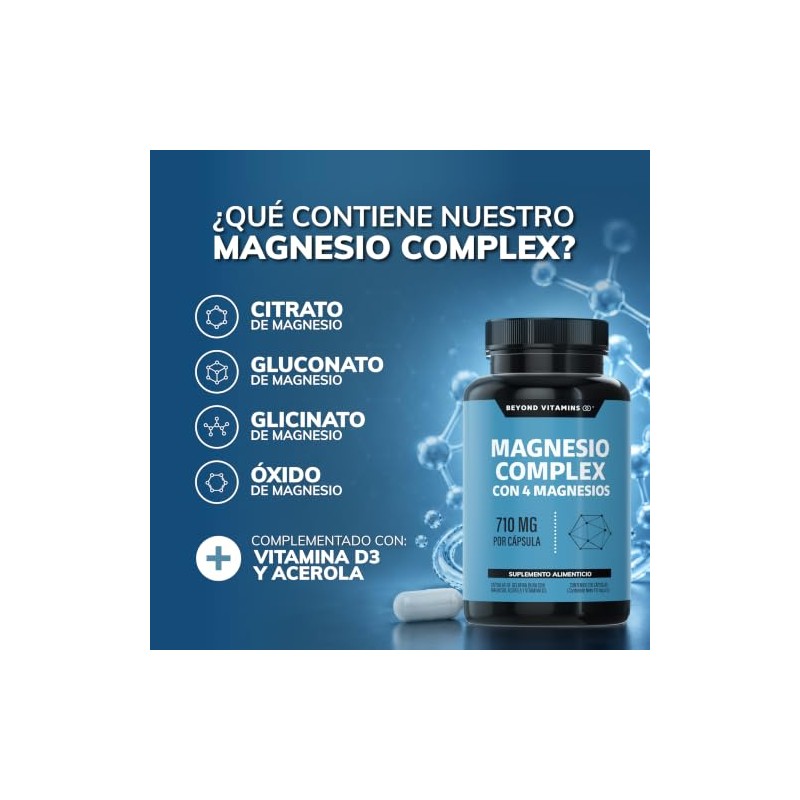 Beyond Vitamins | Magnesio Complex | CON 4 MAGNESIOS: Citrato,