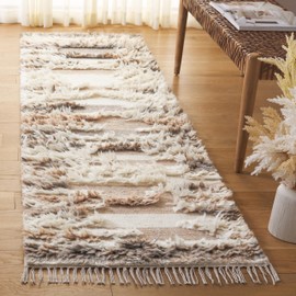 SAFAVIEH Kenya Collection Runner Rug - 8' Runner, Ivory & Brown, Contemporary Design, Ideal for High Traffic Areas in Hallway, Bathroom & Kitchen (KNY231T-28)