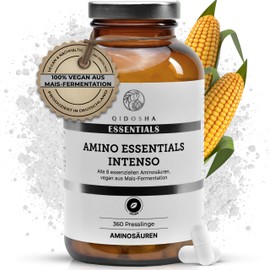 QIDOSHA® Master Amino Acids Complex Pellets, Formula According to Dr. Moretti, 360 Pieces/Glass, with 99% Net Nitrogen Utilisation (NNU), 8 Essential Amino Acids, 100% Vegan