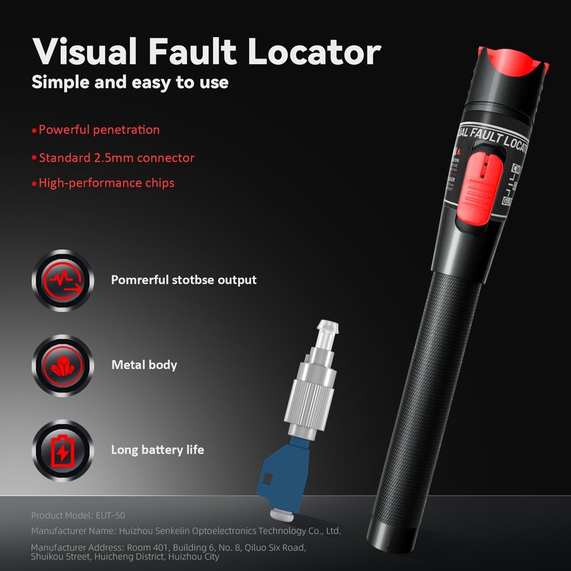 Visual Fault Locator - VFL Fiber Optic Tester Kit with