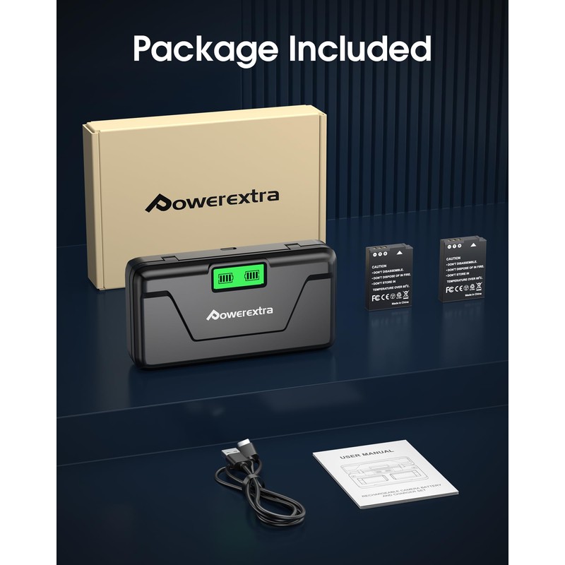 EN-EL12 Battery 2 Pack and USB-C Dual Charger for Nikon