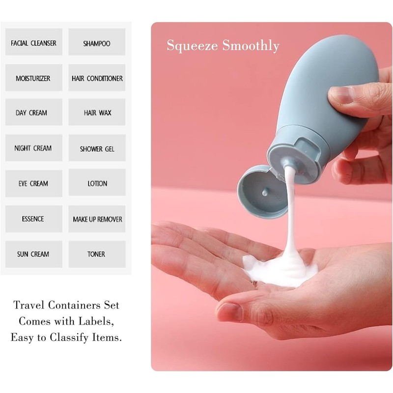 MMSZHL 11 Pcs Botellas de Viaje Mujer, Kit Viajero, Contenedores
