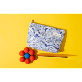 The Summer Swan | Bolsa grande de maquillaje estético | Bolsa de maquillaje floral | Embrague de medio día | Bolsa de kit de período | Bolsa de higiene | Bolsa de cuidado de la piel | Bonita bolsa de maquillaje, FlowerVineBlue, Bolsa de cosméticos de tel