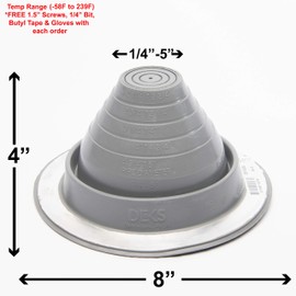 EAGLE 1: #3 Metal Roof Pipe Flashing Boot - Cut to Fit Almost Any Pipe - Flexible & Adjustable Roof Jack Pipe Boot - (Grey)