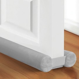 Thin Draft Stopper for Bottom of Door, 30'' to 36'' Under Door Gap Filler, Soundproof Door, Adjustable Fit – Double Side Block Design, Keeps Noise,Smell,Light and Warmth/Cold (Gray, 30" to 36")