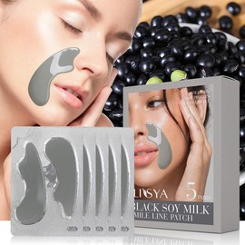 ilisya Black Soy Milk Firming Patches, 5 Pairs/box Moisturizing Facial Patches, Hydrating Face Patches, Face Lifting Patches, Skin Care Products