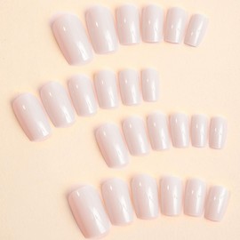 Virellay 24 Stück Künstliche Nägel Kurz, Einfarbig Square Nails zum Aufkleben mit Nagelkleber, Kunstnägel zum Aufkleben Kurz, Selbstklebende Fingernägel für Frauen