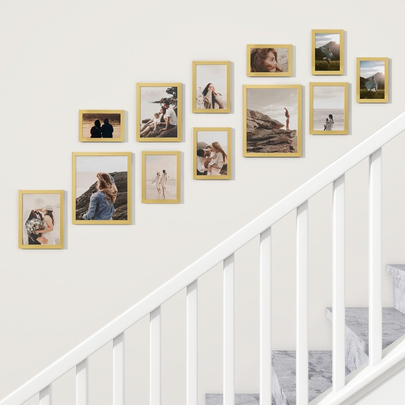 Heimlove Gold Collage Picture Frames Set of 12,Two 8x10,Two 6x8,Four