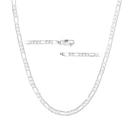 LUXYSODE S925 Sterlings Silver Figaro Chain Necklace for Women Men - 3mm Thick Sturdy Non-Fading Silver Chain for Women Jewellery Gifts 18/20/22/24 Inch (22 inch / 55 cm)