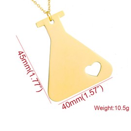 AOCHEE Love Science Erlenmeyer Flask Chemistry Necklace with Heart Medical Jewelry (Silver2b)