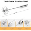 Sunrisedaylas 12Inch Stainless Steel Long Handle Egg Beater Hand Push