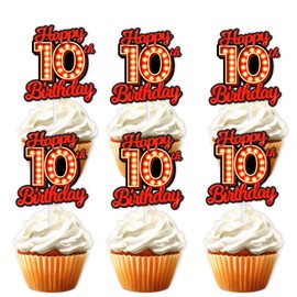 S-RedLig-10 Ice Cream Fruit Dessert Cupcake Topper Colorful Glitter Happy Birthday Sensory Pop Game Theme Decor Supplies Baby Shower Boys Girls Birthday Party Decorations