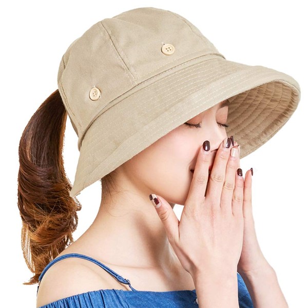 Denim Sun Hat Removable Top Floppy Hat 2-in-1 Large Wide Brim Beach Casual Visor Hat Beige2
